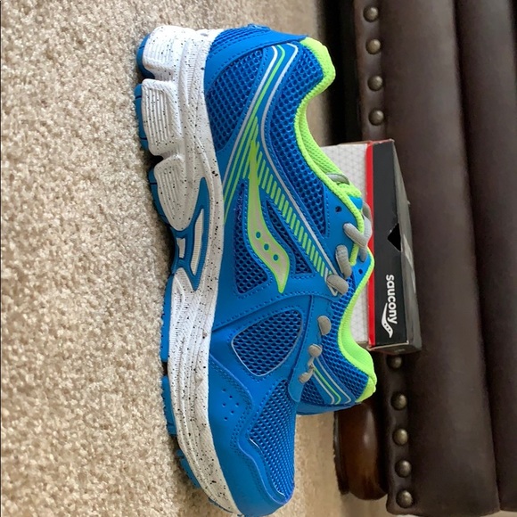 Boys 7W Saucony S-Cohesion Blue/Green shoe - Picture 4 of 6